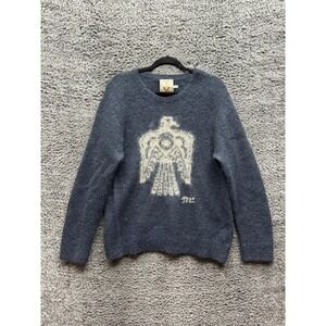 Faherty Thunder Voice Eagle Alpaca Blend Pullover Sweater Navy Blue Mens Size M